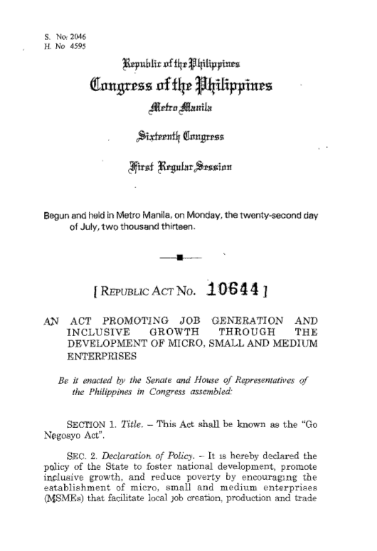 Republic Act No. 10644